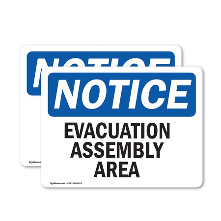 Signmission Evacuation Assembly Area, 10 in W x Rectangle, Vinyl Decal OS-2PACK-NS-D-710-L-12184
